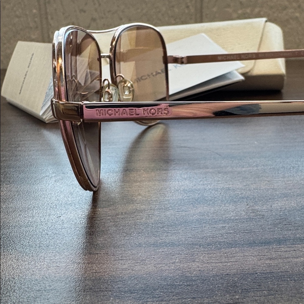 Michael Kors Rose Gold Aviator Sunglasses - Picture 3 of 3